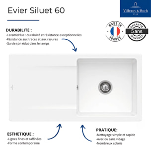Evier 1 bac Siluet 60 Blanc CeramicPlus