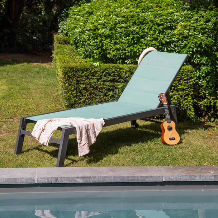 Bain de soleil BARBADOS en textilène vert d'eau - aluminium anthracite