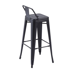 Pack 4 taburetes altos en chapa de acero en negro 30x33 cm Tolix Negro