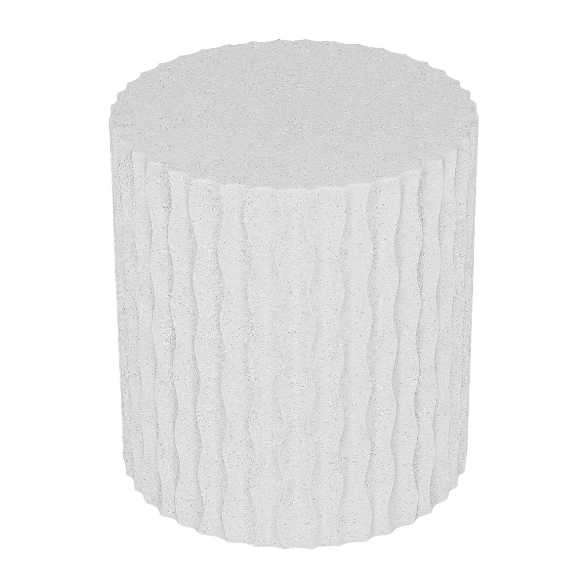 Aubépine – Table d’appoint blanche mouchetée en magnésie compacte