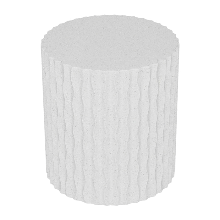 Aubépine – Table d’appoint blanche mouchetée en magnésie compacte