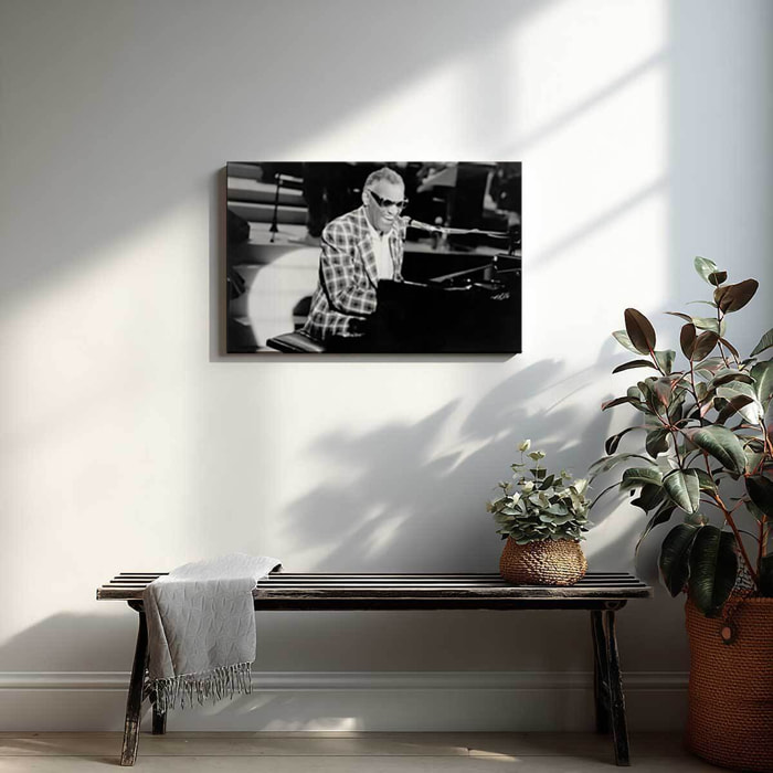 Tableau chanteur Ray Charles au piano en 1982 Toile imprimée