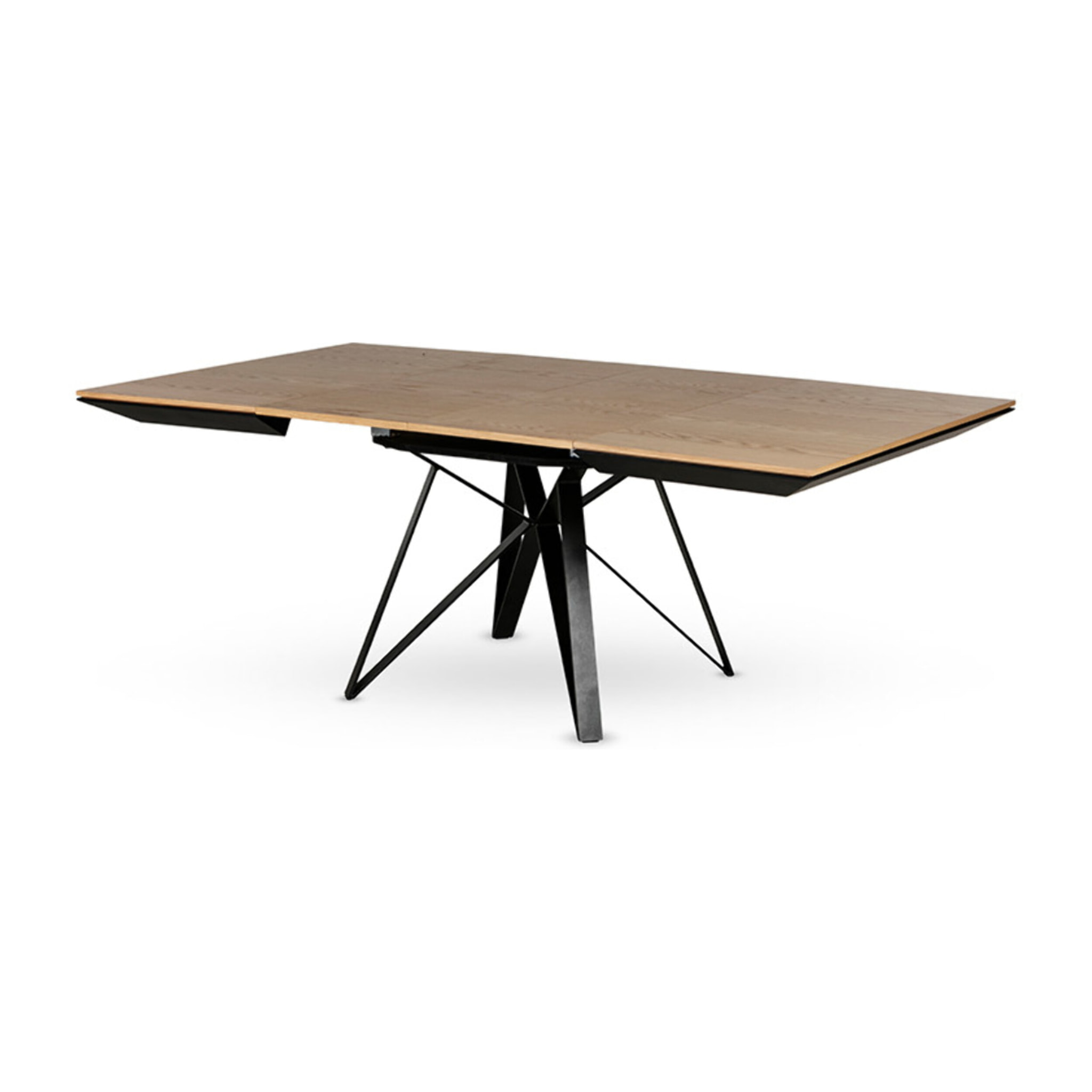 Belize - table à manger carrée extensible - effet bois et métal - 4 à 8 personnes - Noir / Bois