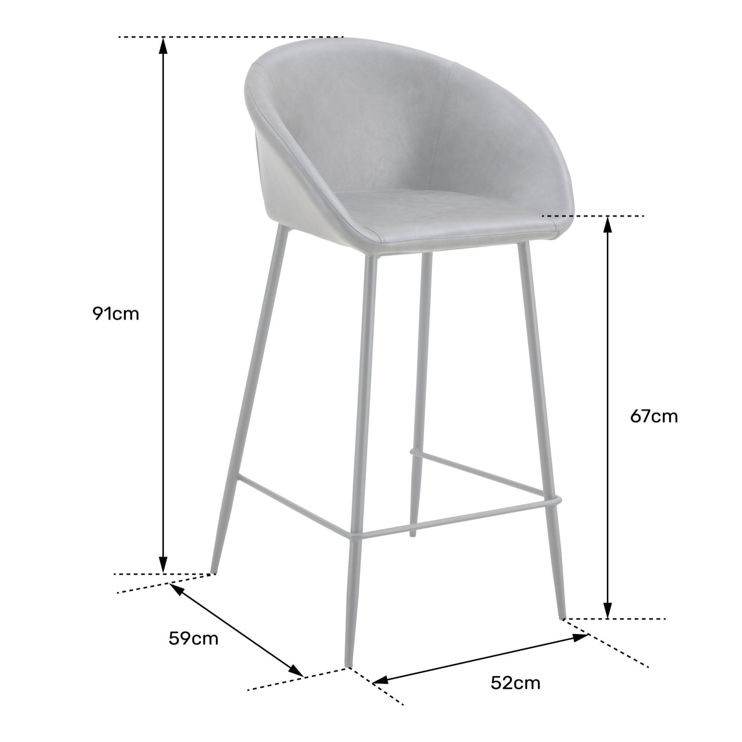 Lot de 2 tabourets de bar en simili gris foncé ACHILLE