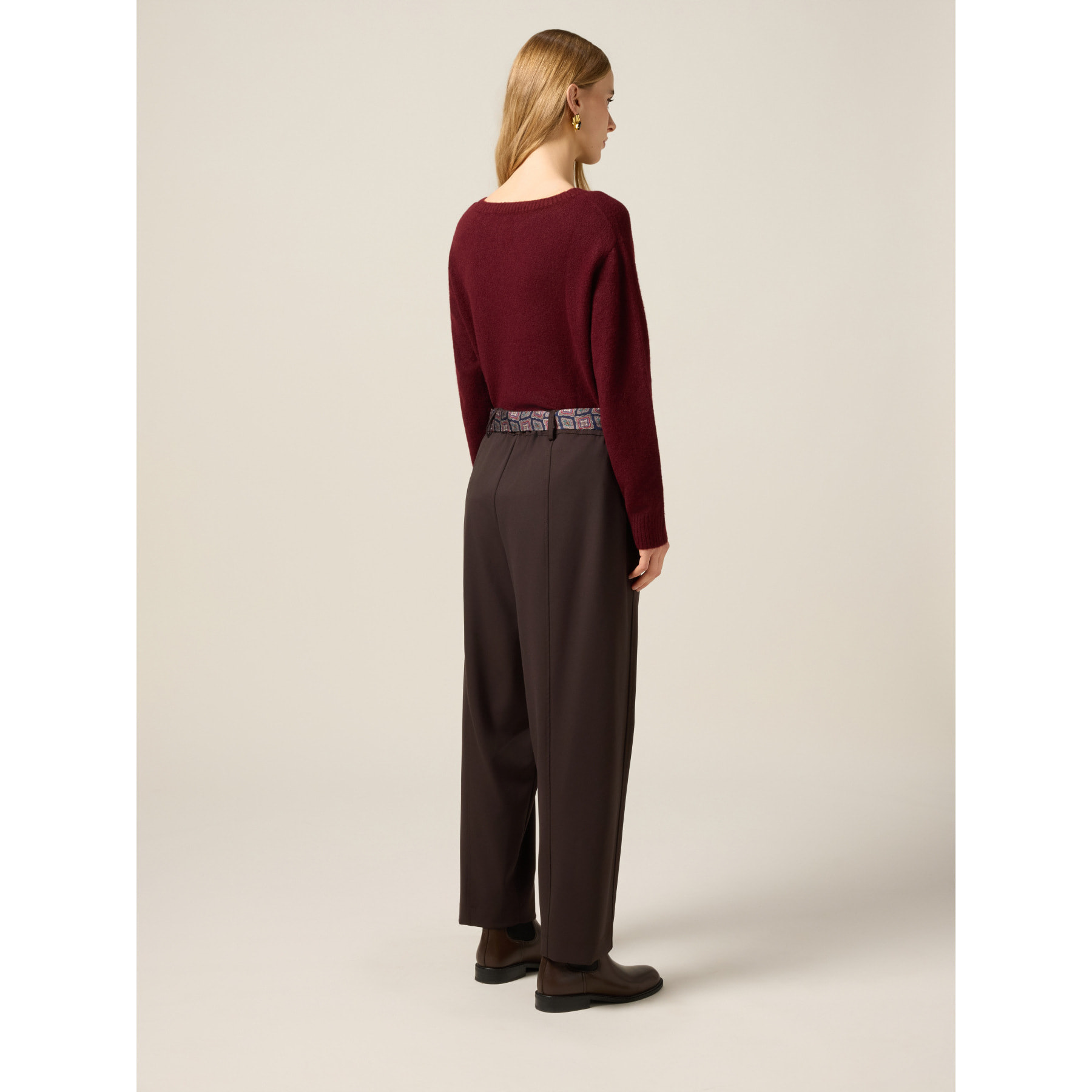 Oltre - Pantaloni con cintura a cravatta - Marrone