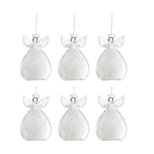 J-Line suspension Ange - verre - transparent/blanc - boîte de 6