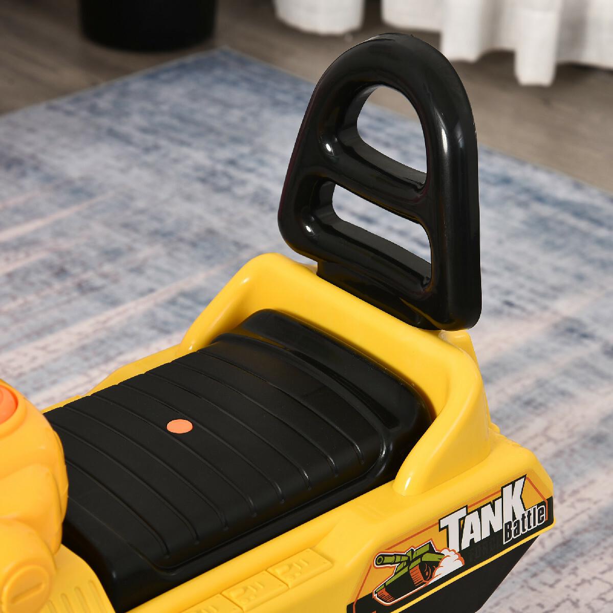 Porteur enfants voiture enfant trotteur tank 12-36 mois coffre klaxon pistolet à balles jaune