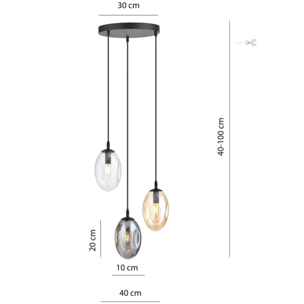 Lampada a sospensione Astral con paralumi in vetro mix