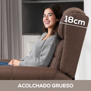 Sillón Relax Reclinable Manual, Sillón Relax de Cuero Sintético con Apertura Push, Reposapiés, Respaldo Alto, Acolchado Grueso, Butaca Reclinable hasta 135Âº para Salón, Dormitorio, Marrón