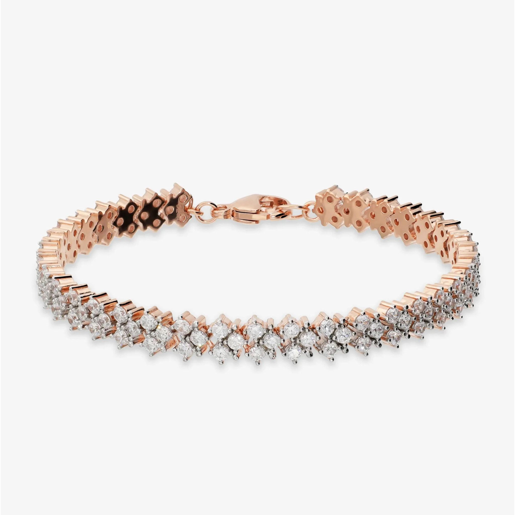 Bracciale Tennis Doppio con Cubic Zirconia Bianche placcato Oro Rosa 18Kt