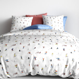 Parure Housse De Couette + 2 taies Coton 57 Fils Skieur Beige