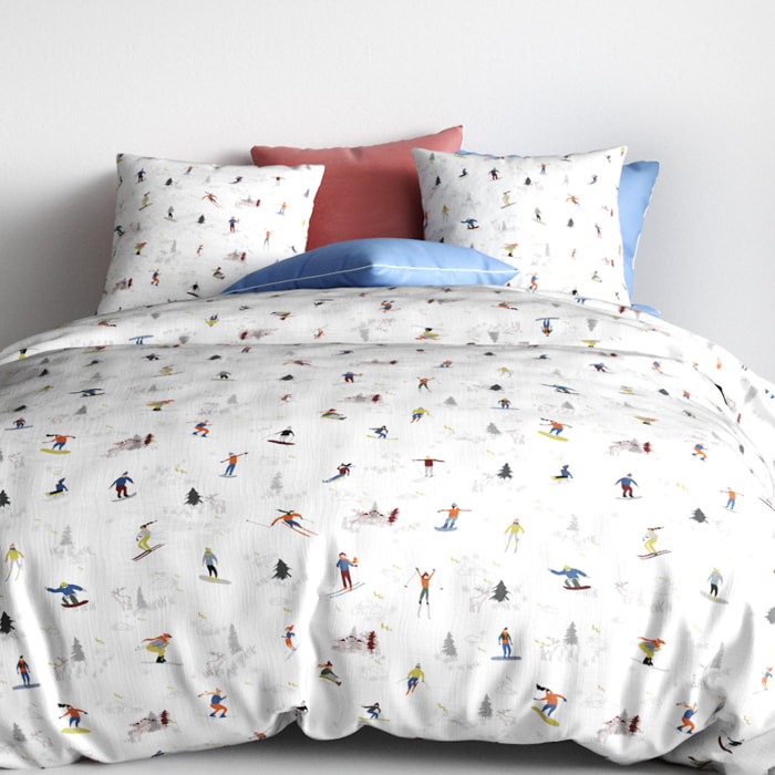 Parure Housse De Couette + 2 taies Coton 57 Fils Skieur Beige