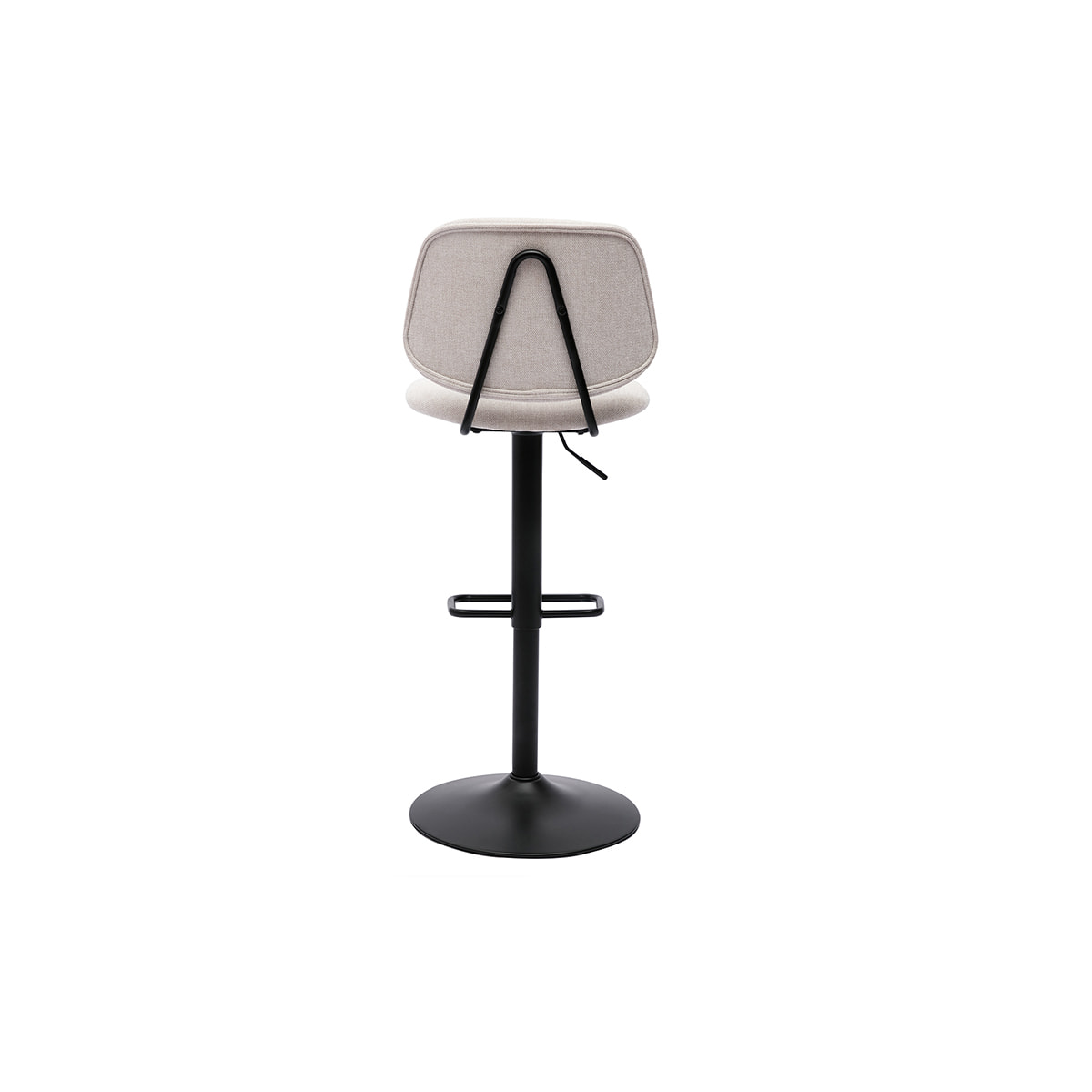 Tabourets de bar relevables design en tissu effet velours beige et métal noir BARNET (lot de 2)