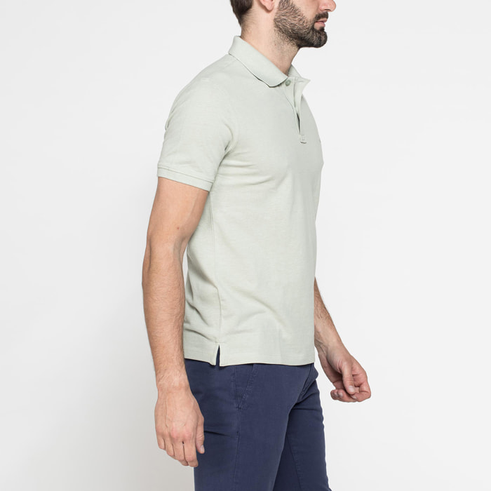 POLO MANICA CORTA IN COTONE E LINO