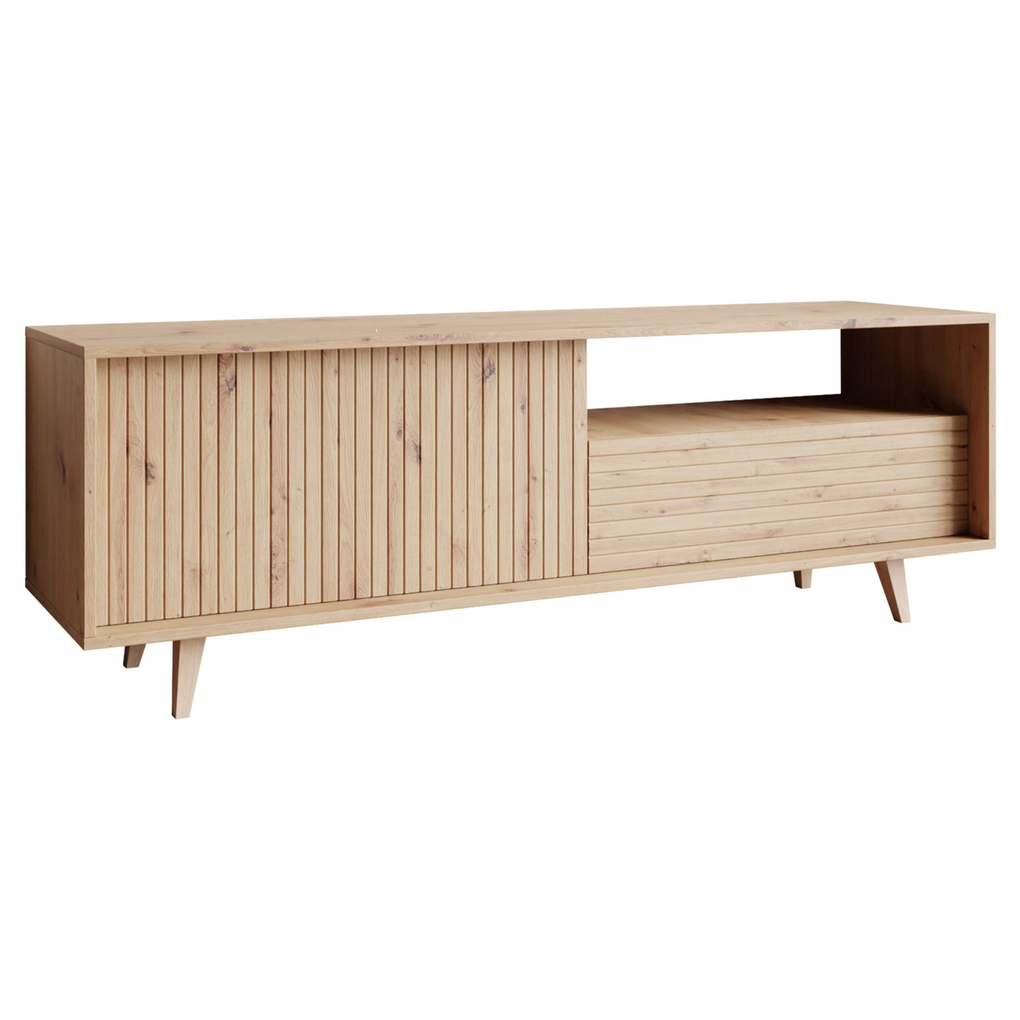 Diego - meuble TV - effet bois - 2 portes et 1 niche - 152 cm - Bois