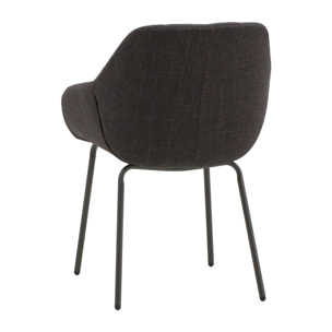 Set di 4 poltroncine SMICHOV in tessuto grigio scuro e gambe in metallo nero, con braccioli