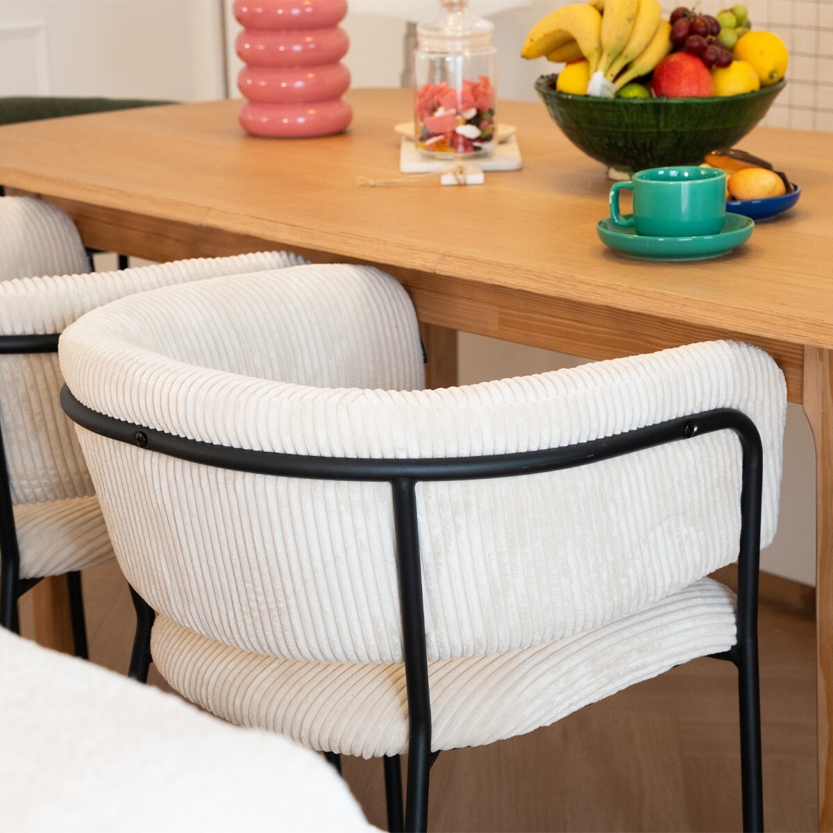 Lot de 2 fauteuils de table en velours côtelé - MALONE