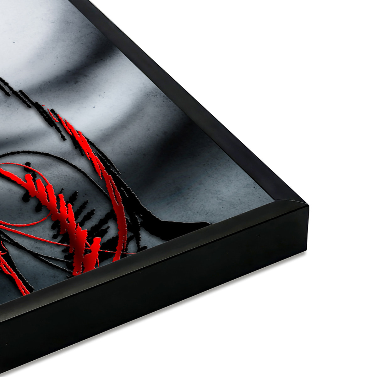 Affiche encadrée art abstrait rouge et noir Affiche + cadre en métal - Noir