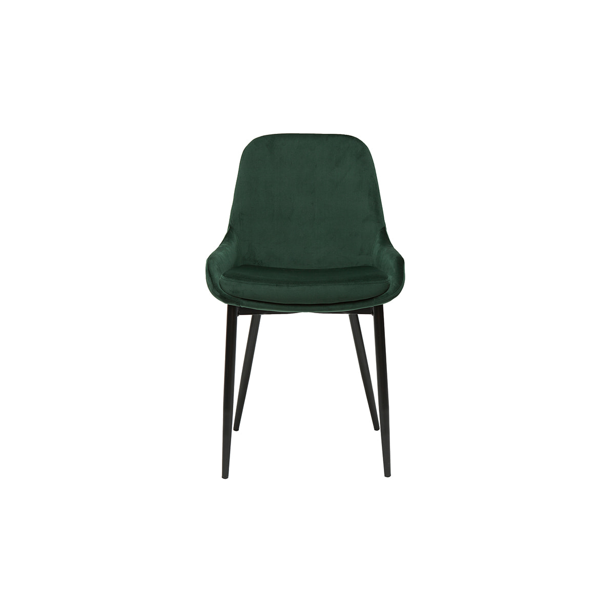 Chaises design en tissu velours vert foncé et métal noir (lot de 2) HOLO