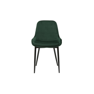 Chaises design en tissu velours vert foncé et métal noir (lot de 2) HOLO