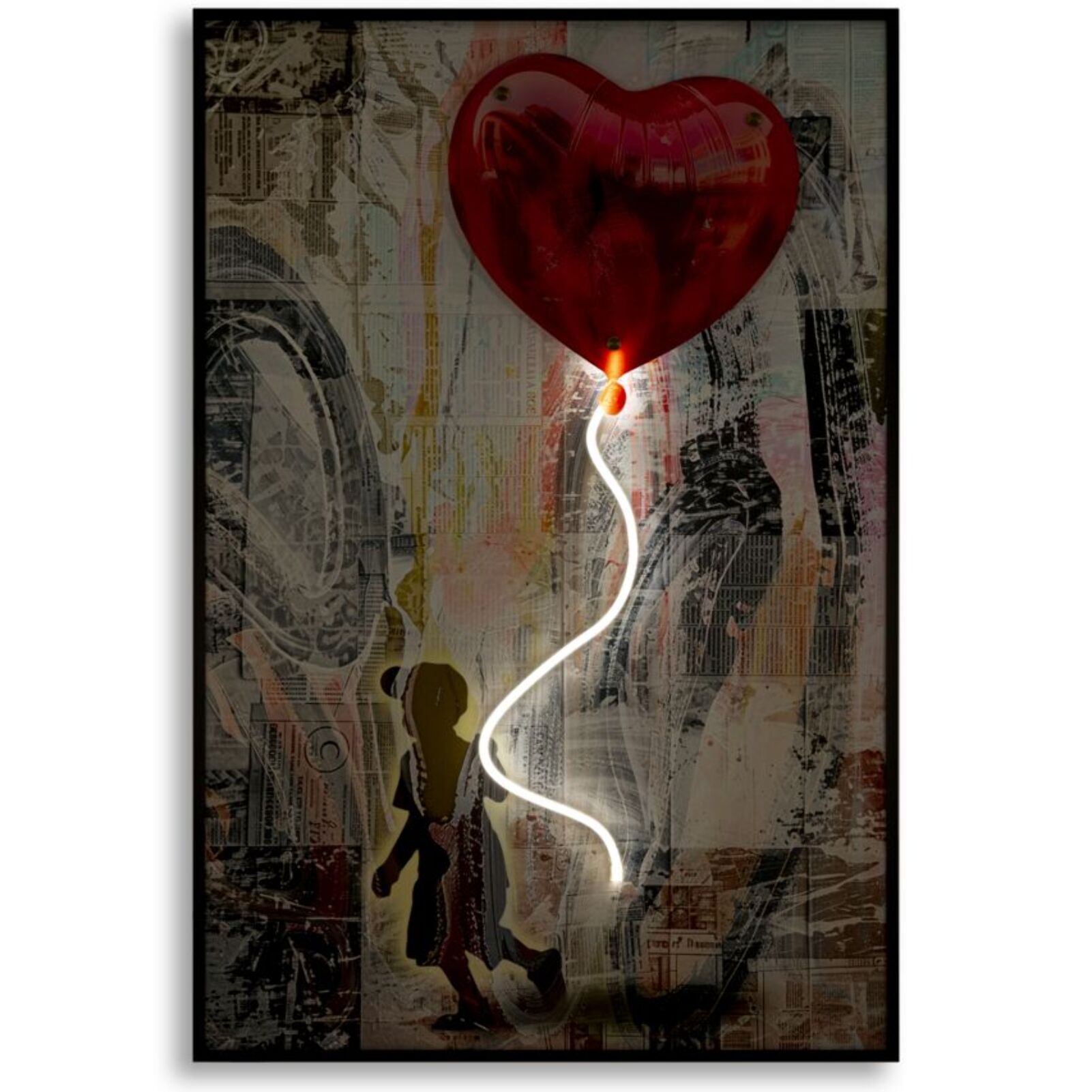 STAMPA C/LED SU TELA HEART CM 60X3,5X90 (APPLICAZIONE 3D ACRILICO)
