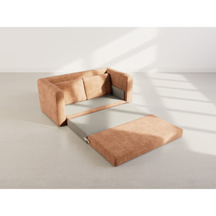 Marilia - Canapé 2 places convertible déplimousse en velours texturé - Terracotta