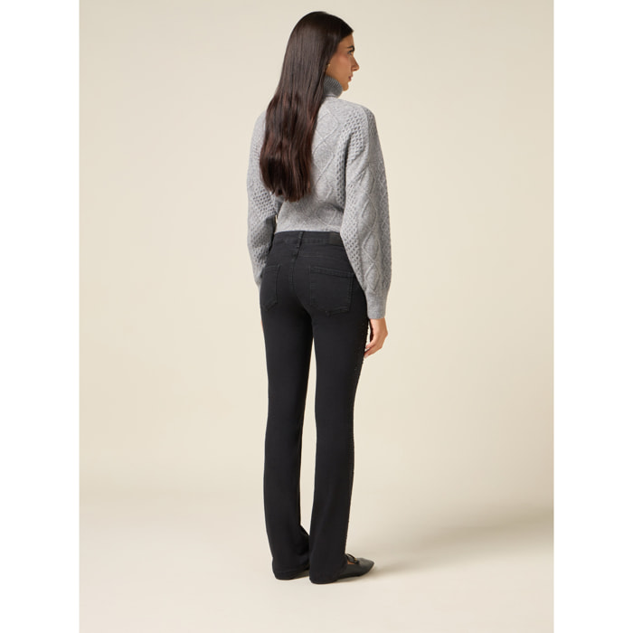 Oltre - Jeans neri con cristalli - Nero