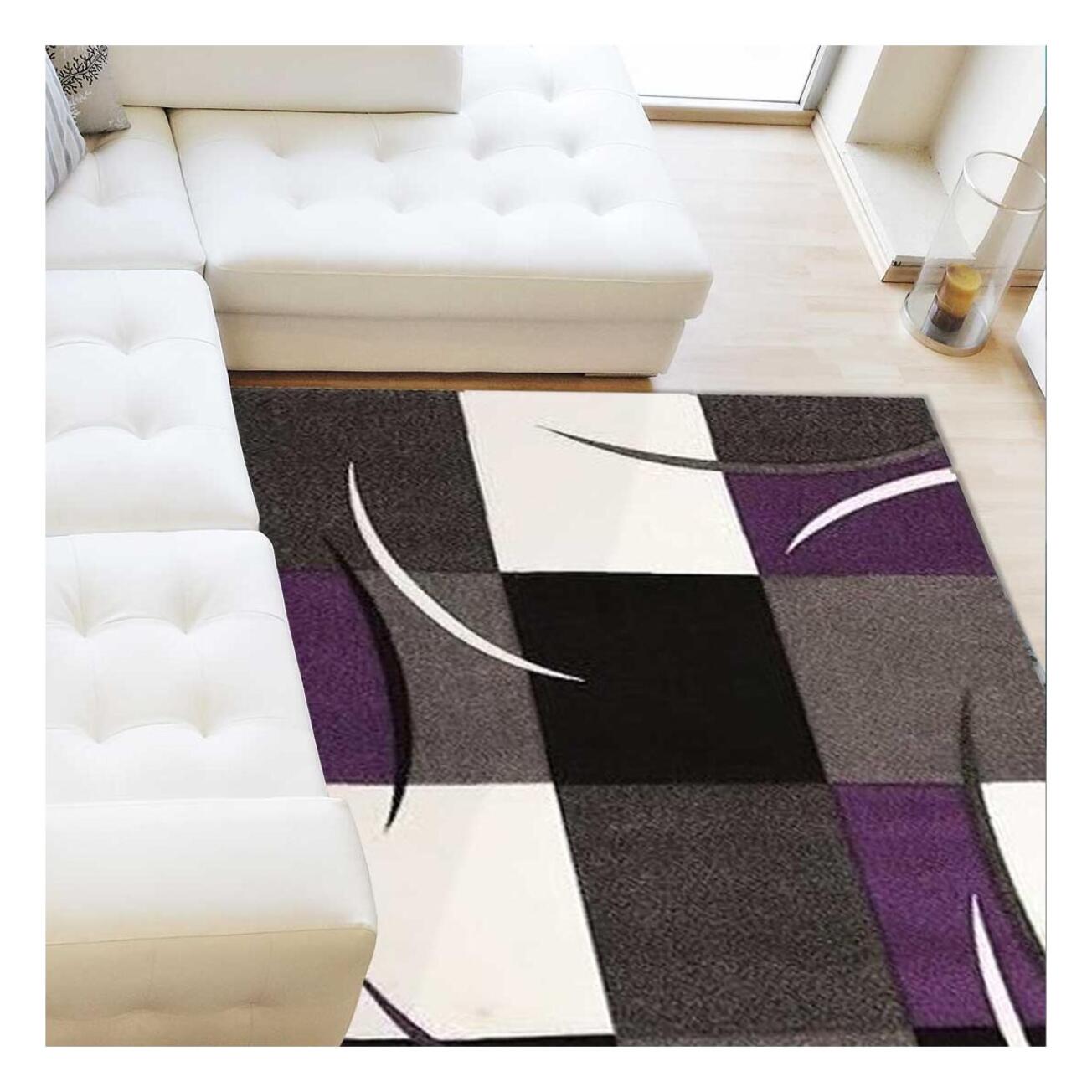 Tapis salon et chambre tissé motif damier TIHO