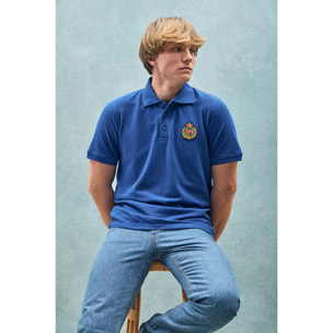 Polo Nautic blu presidenziale con particolare di toppa nautica sul petto