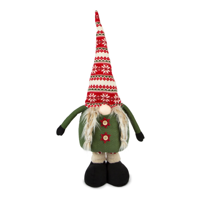 Gnomo con trecce e gambe estendibili Excelsa – Gnomo, Poliestere multicolore