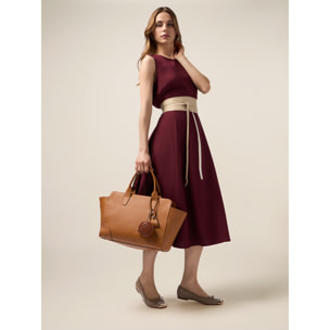 Oltre - Vestito misto lino con tintura gioiello - Bordeaux