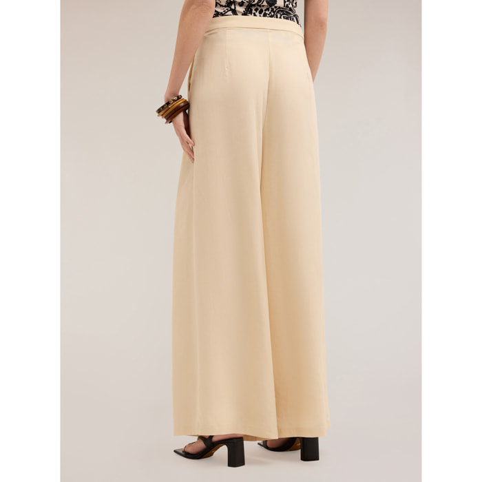 Motivi - Pantalones con pliegues de fuelle mezcla de lino - Beige