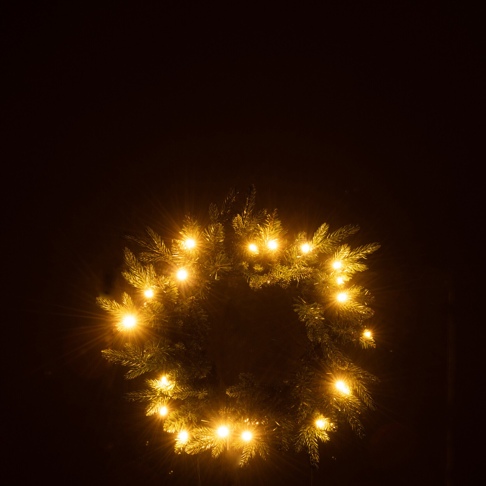 J-Line décoration couronne 20 LED - plastique - vert - small