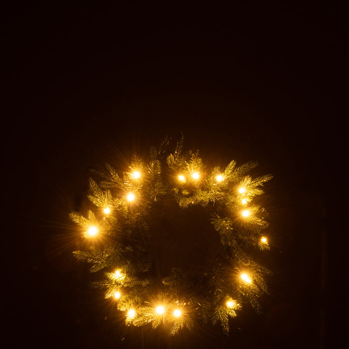 J-Line décoration couronne 20 LED - plastique - vert - small