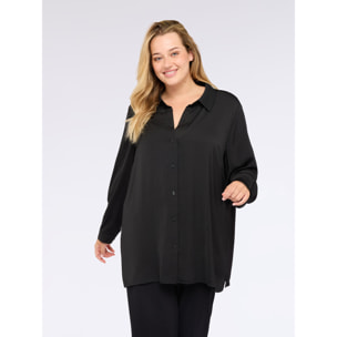 Fiorella Rubino - Camisa bimaterial mezcla de viscosa - Negro