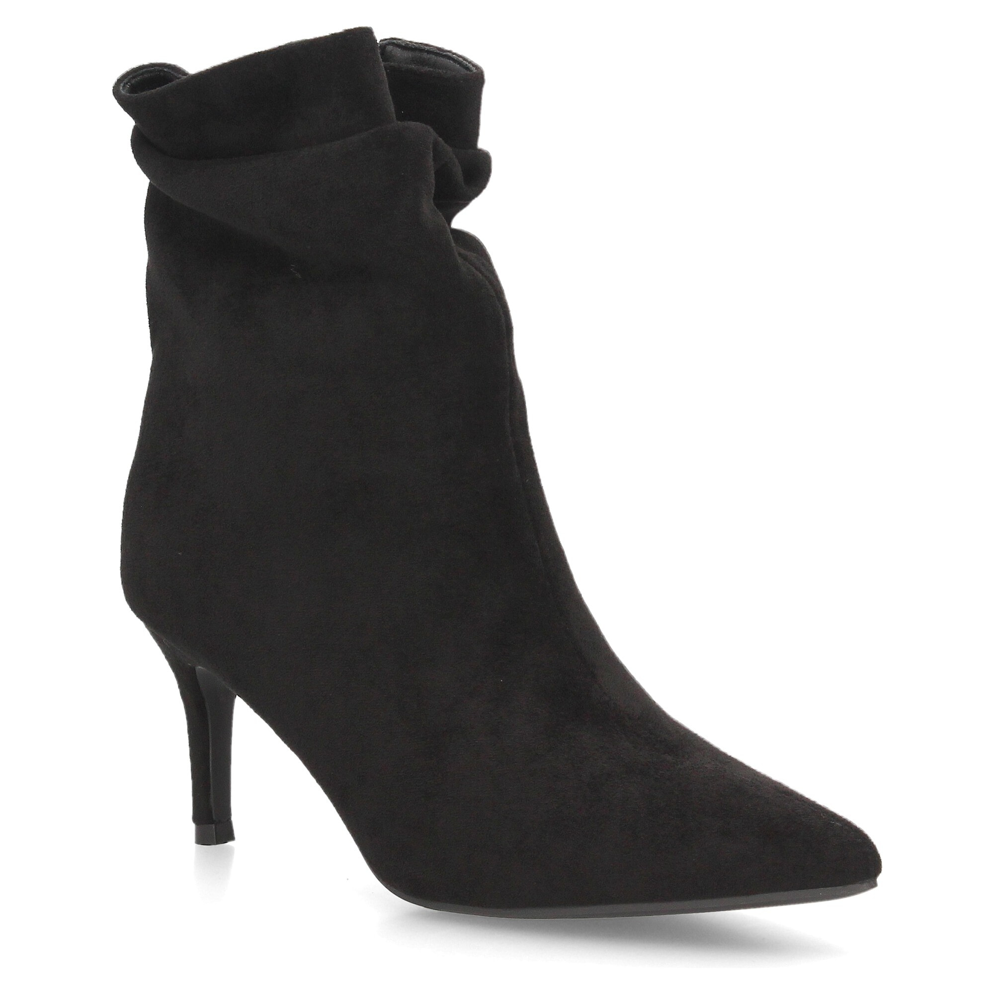 Botines de tacón fino con caña arrugada para mujer