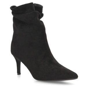Botines de tacón fino con caña arrugada para mujer