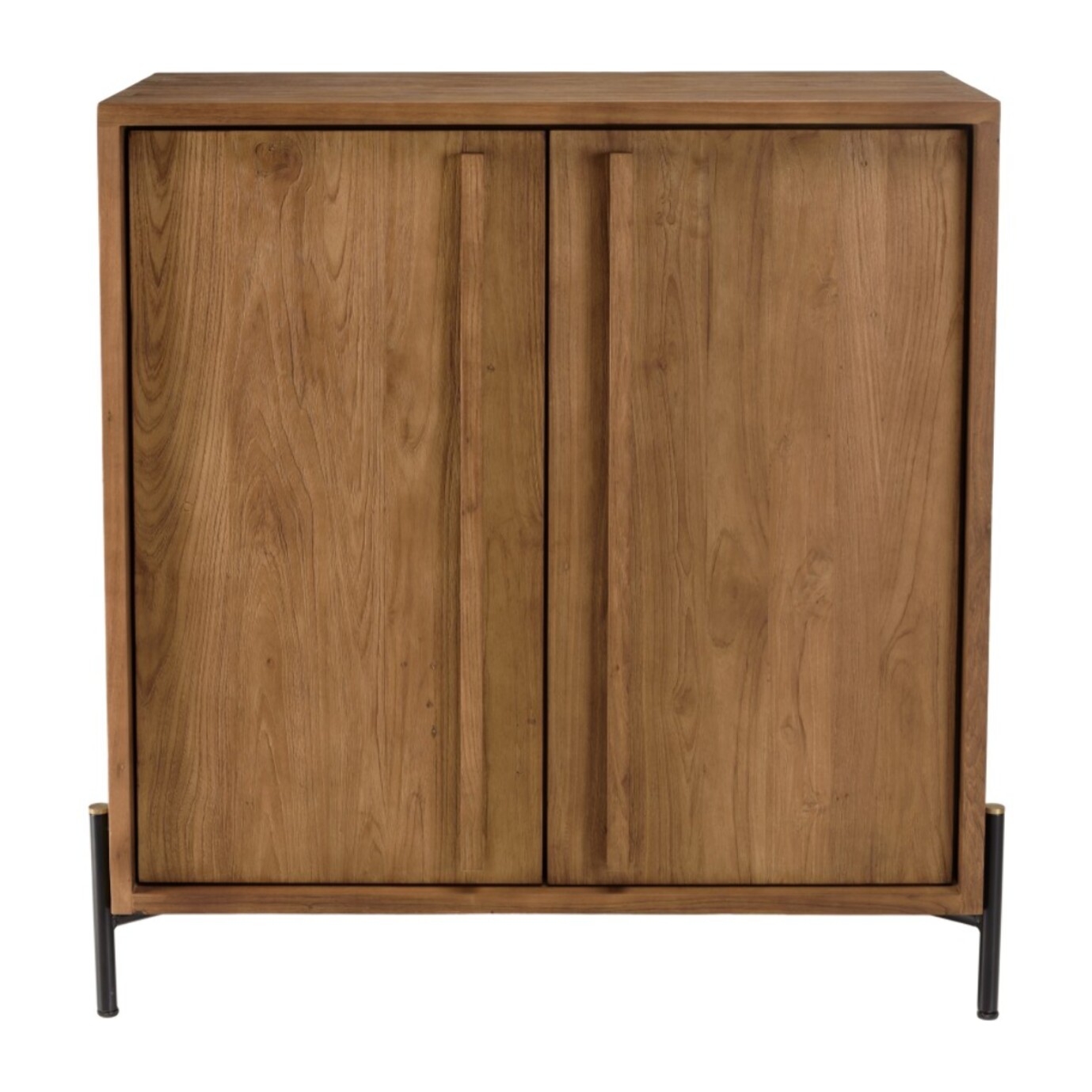 SIXTINE - Buffet 2 portes en bois de teck recyclé pieds en métal noir