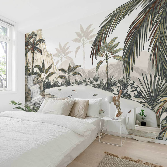 Papier peint panoramique Cascade tropicale  Intissé