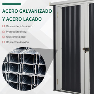 Cobertizo de Jardín 1,26 m² 147x86x134 cm Caseta de Exterior de Acero Galvanizado con 2 Puertas para Almacenamiento de Herramientas Negro