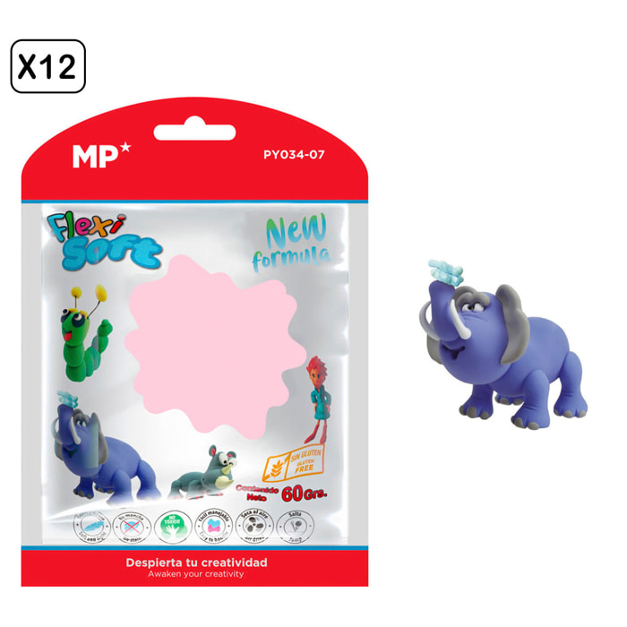 PACK 12 Uds. PASTA DE MODELAR 60 g ROSA