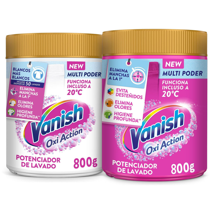 PACK VANISH OXIADVANCE POLVO 800G ROPA BLANCA + 800G ROPA COLOR