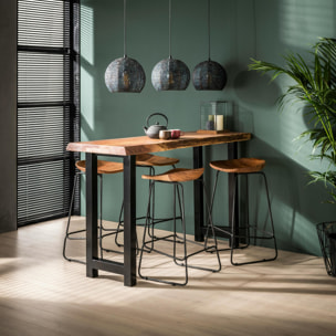 Tabouret de bar bois massif d'acacia MELBOURNE