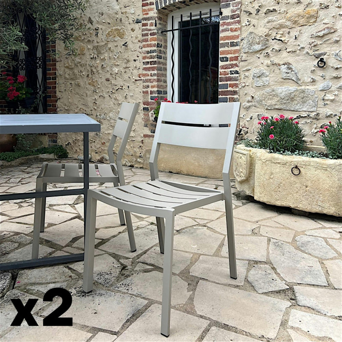 Chaise de jardin en aluminium gris sable (lot de 2) STOCKHOLM