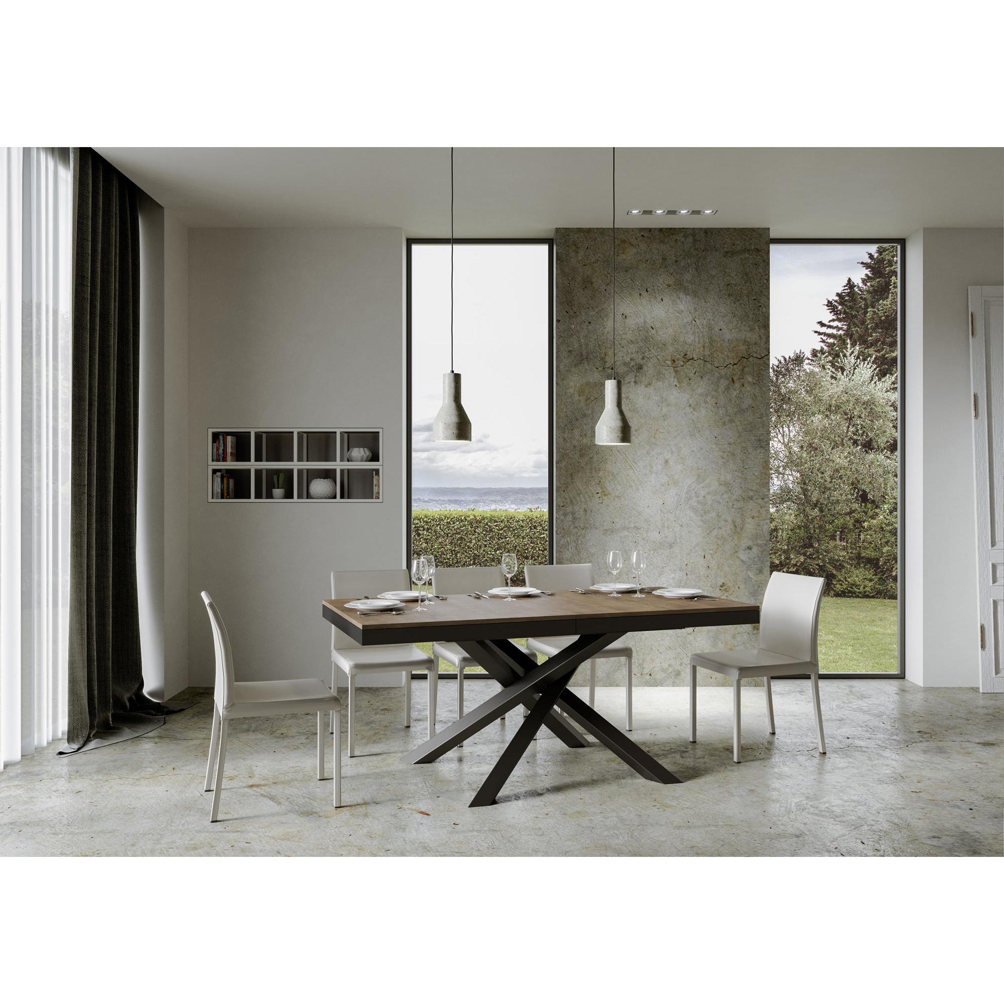 Table extensible 90x160/420 cm Volantis Evolution Noyer cadre Anthracite