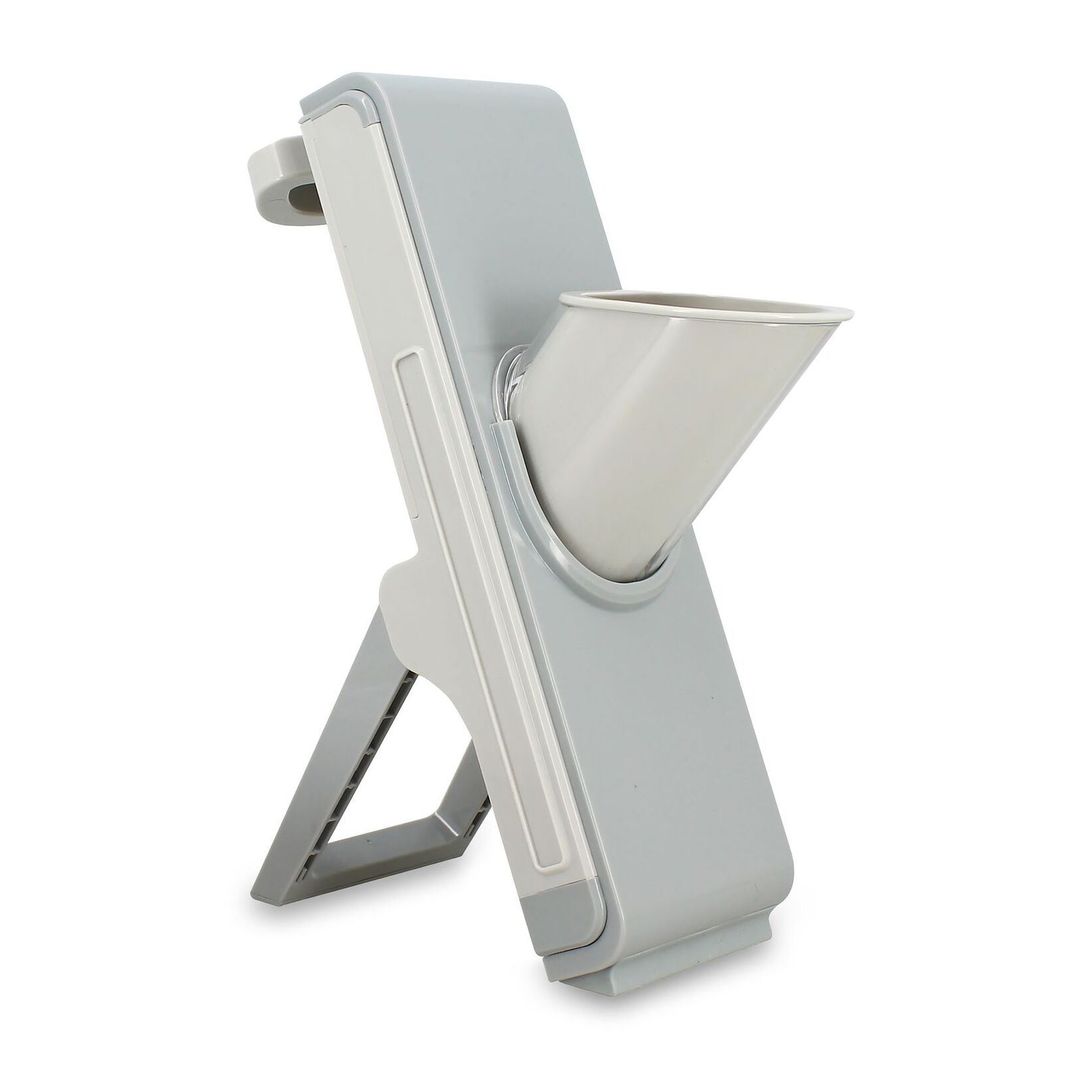 Mandoline verticale en polypropylène gris et acier inoxydable