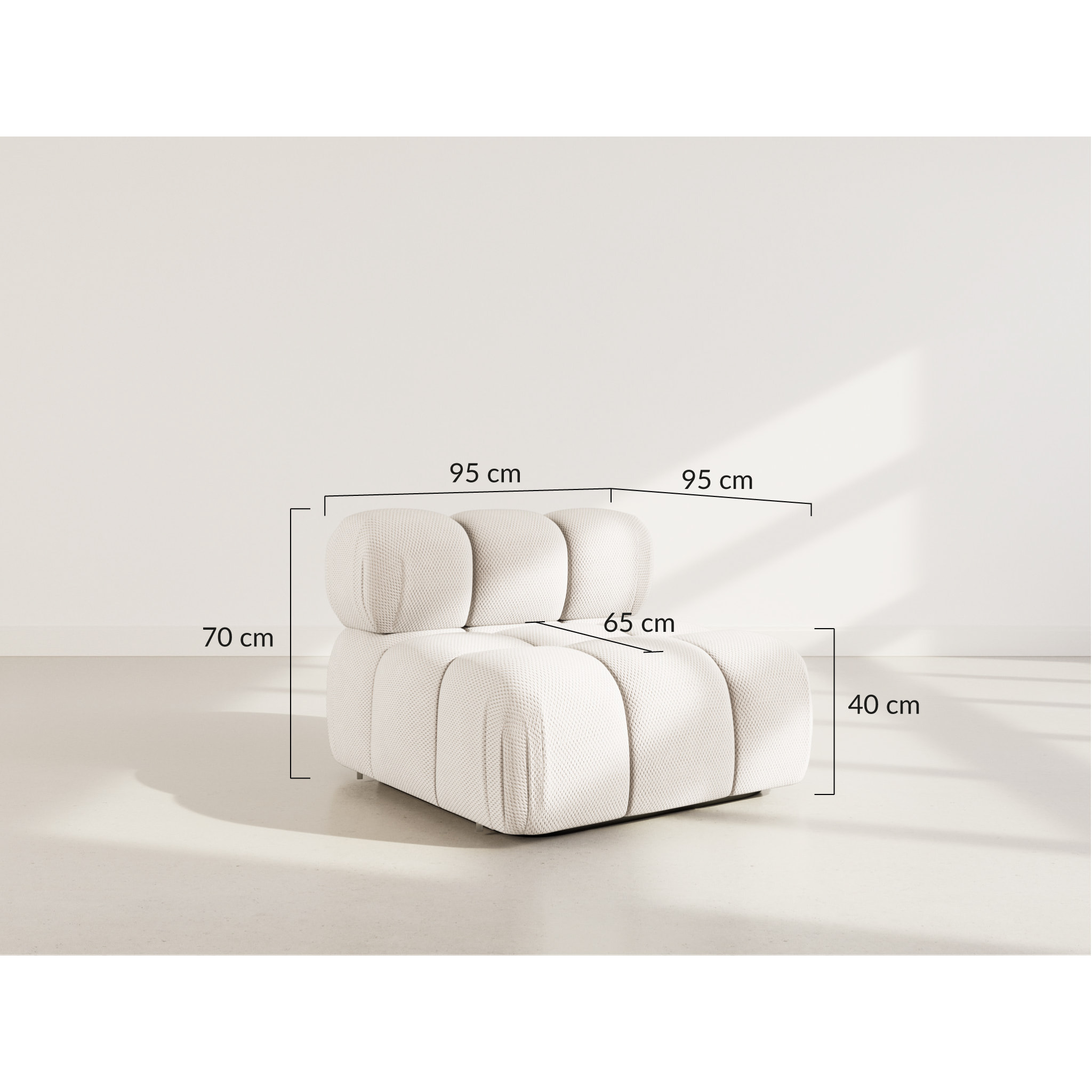 Ruby - module d'assise en velours texturé - Beige