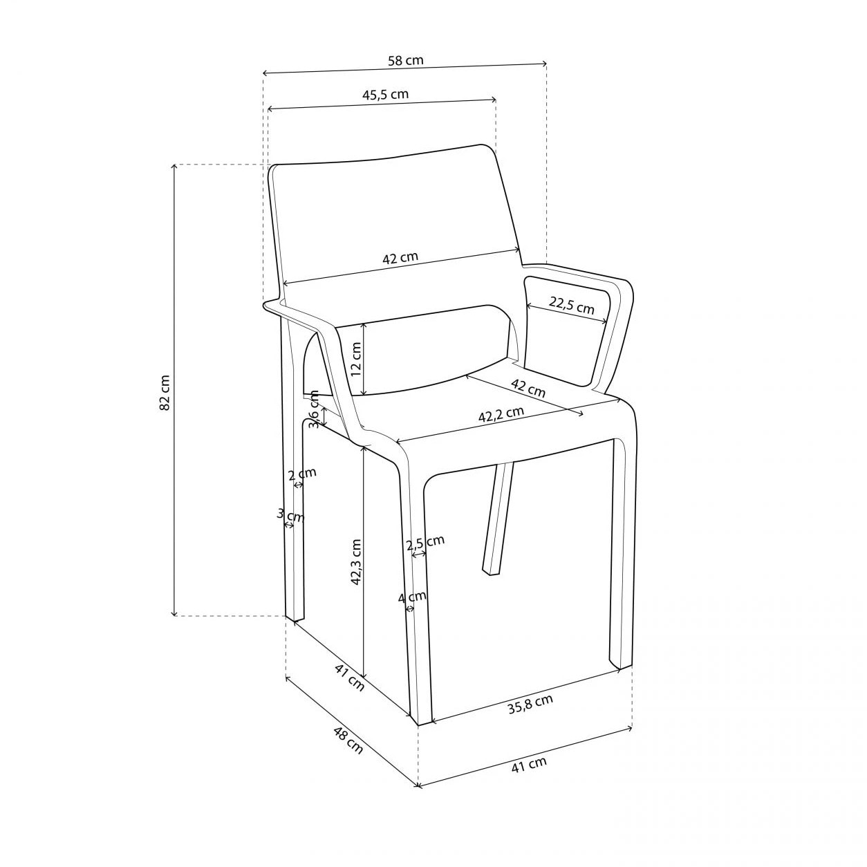 Pack 4 sillas de exterior Ocean Antracita
