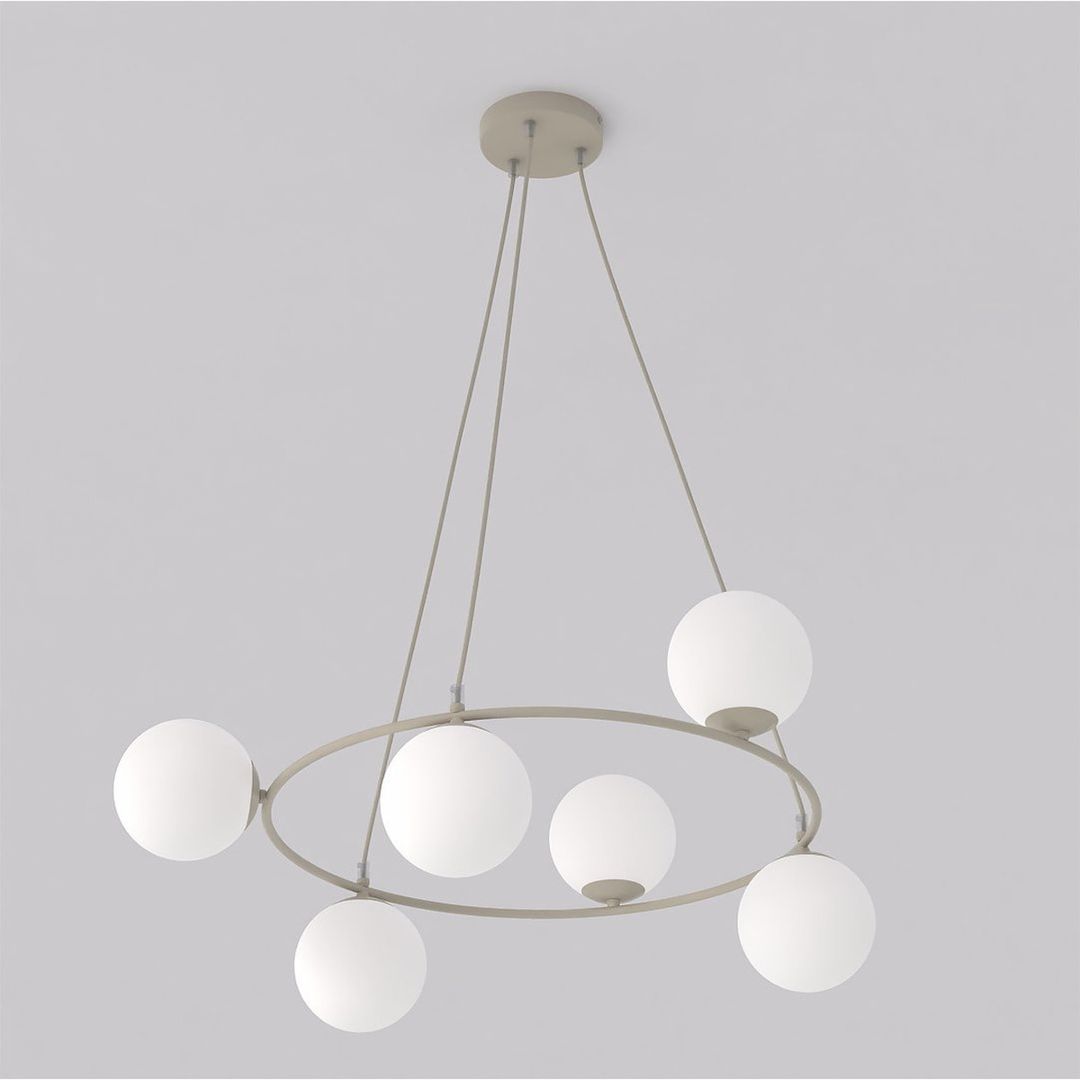 Lampada a sospensione Azura in acciaio moka e vetro opale