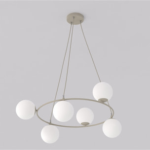 Lampada a sospensione Azura in acciaio moka e vetro opale